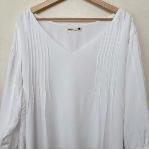 Jackson Rowe Womens Large Puff Sleeve Fluttershy Vneck Blouse - Picture 5 of 16